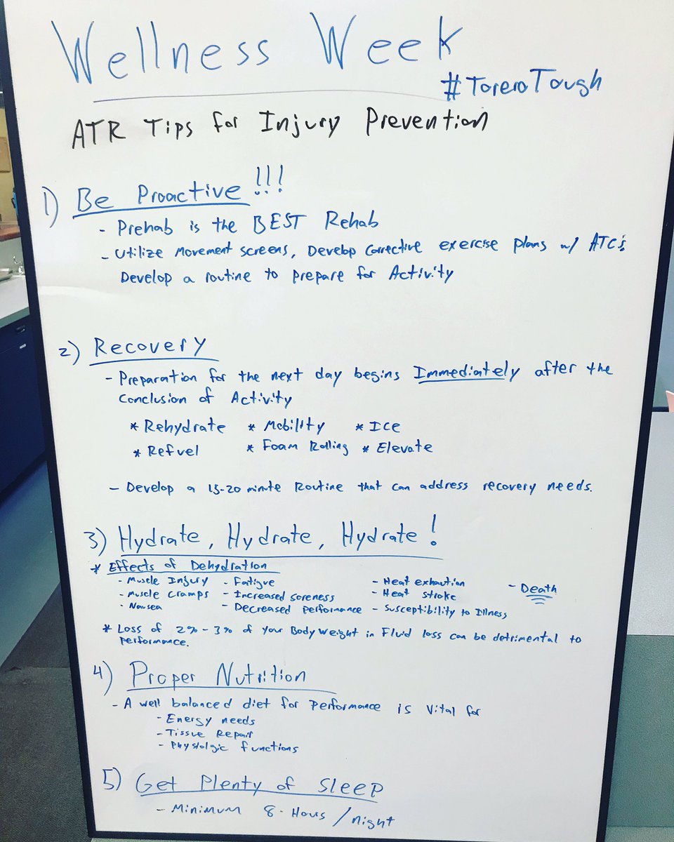 A recap on tips from the ATR  for injury prevention that everyone can do! Thanks for a successful #wellnessweek @usdtorerossaac great job putting it on! #torerotough