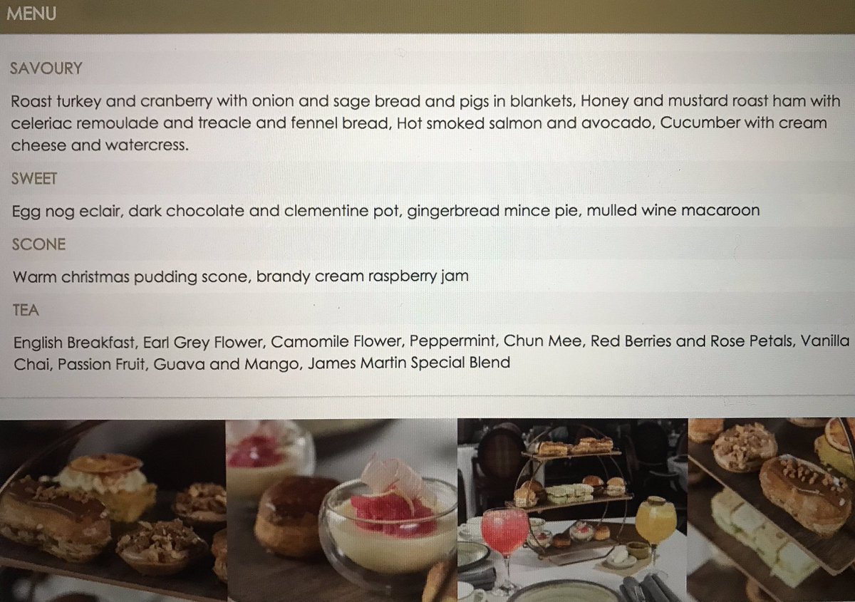 Tried the festive afternoon tea <a href="/JamesMartinMCR/">JamesMartinMCR</a> today - under £20 inc a free mulled wine, cracking value considering the quality 😍 Only on Saturdays til Christmas so get a wriggle on...