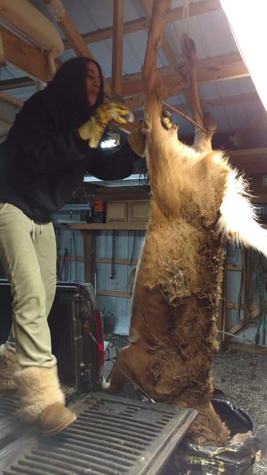 Friday night fun🦌 When others are out getting drunk; I'm elbow deep in a bloody carcass. https://t.c