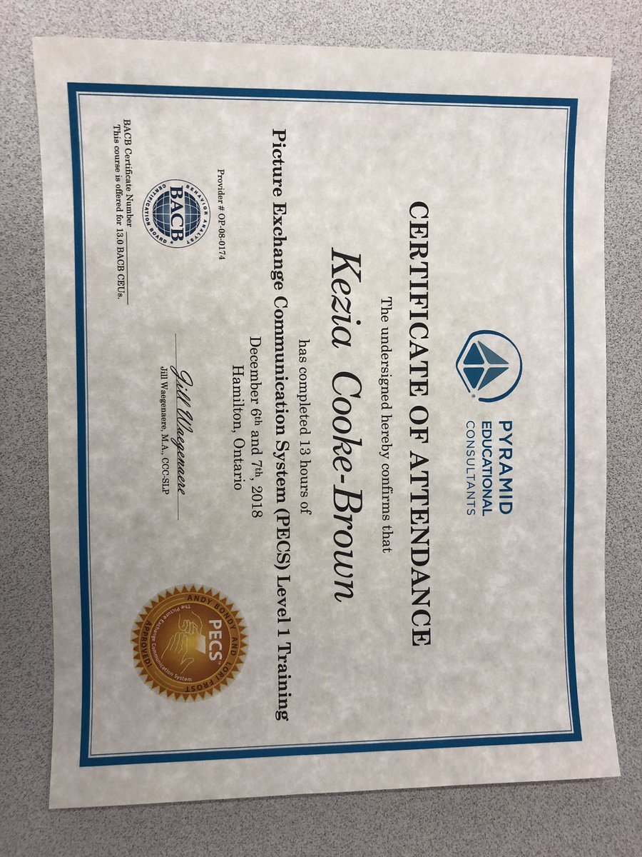 Mrs_DiDonato's tweet image. 13 course hours later and I am ready to support functional communication in an ABA context ✔️✨ #pyramidapproach @PECSCanada