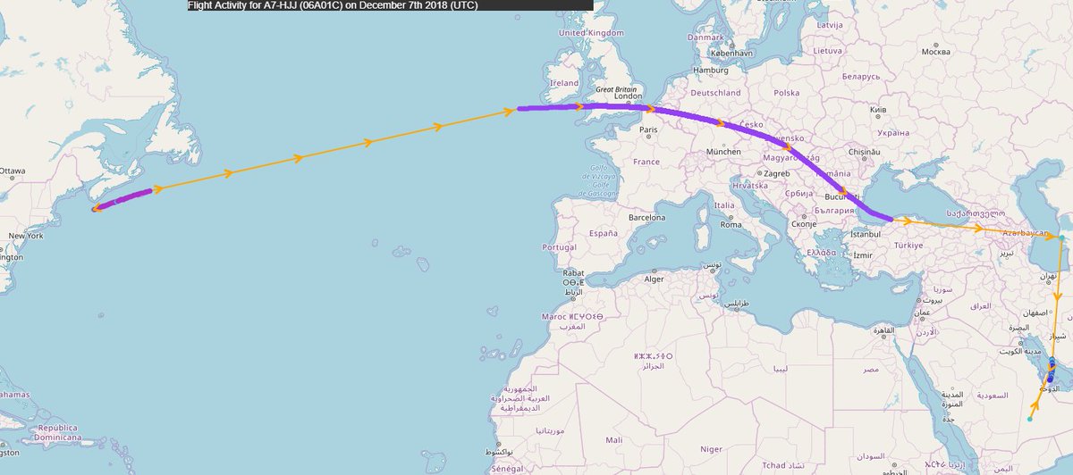 Qatar Amiri Flight's A7-HJJ 12/5/18 Qatar-D.C. 12/6-12/7/18 D.C.-Qatar 12/8/18 Qatar-Heading to the US (airborne)Amiri Flight caters exclusively to the royal family and other VIP govt staff"THE KUSHNERS ARE FINALLY GETTING THAT SWEET, SWEET QATARI CASH" https://www.vanityfair.com/news/2018/05/kushner-cos-brookfield-qatar