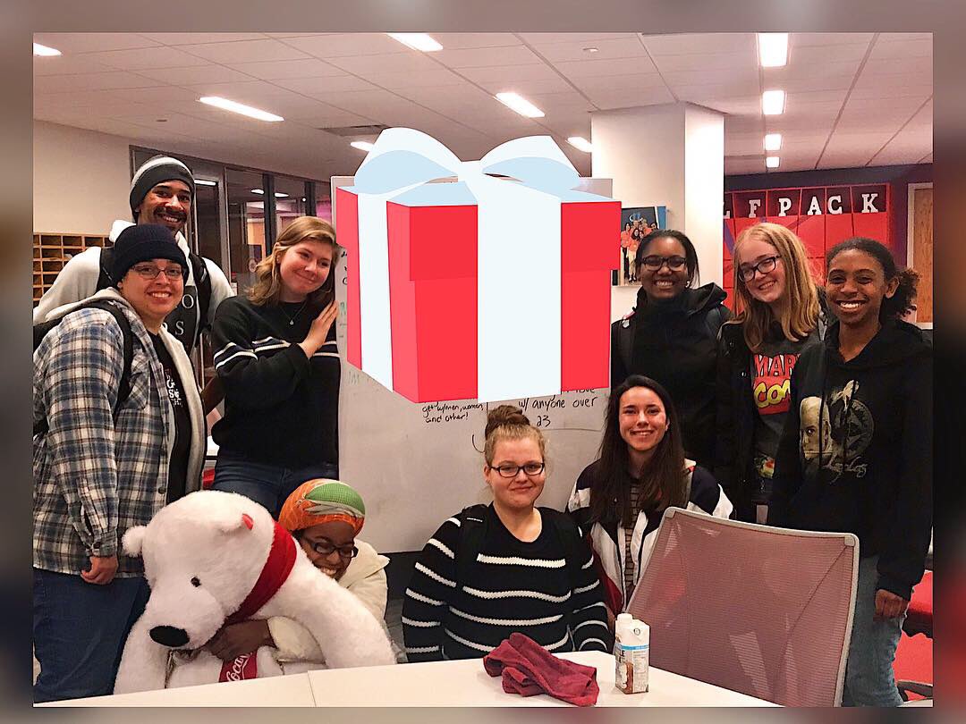 NCStateUnion's tweet photo. While late night studying after a Citizens Science Club meeting in the Student Involvement suite, Pat took a home a Polar Bear for giving the gift of friendship during finals! Keep up the hard work, who knows how you’ll be rewarded! #ncstate #studentcenters #finals https://t.co/QAx6YcSYbf