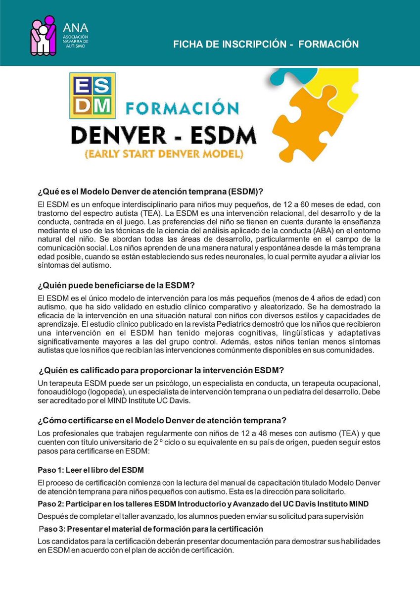 autismonavarra's tweet photo. #DENVER #ESDM #EarlyStartDenverModel Acreditación oficial organizado por @autismonavarra @alegriamuda en #Pamplona Aforo limitado https://t.co/12IWanYWR4 https://t.co/IFMgIdt6gr