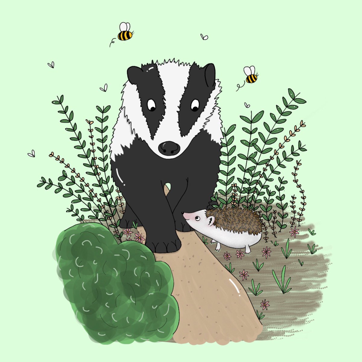 I decided to include little woodland animals in this illustration! #hedgehog #art #woodland #woodlandillustration