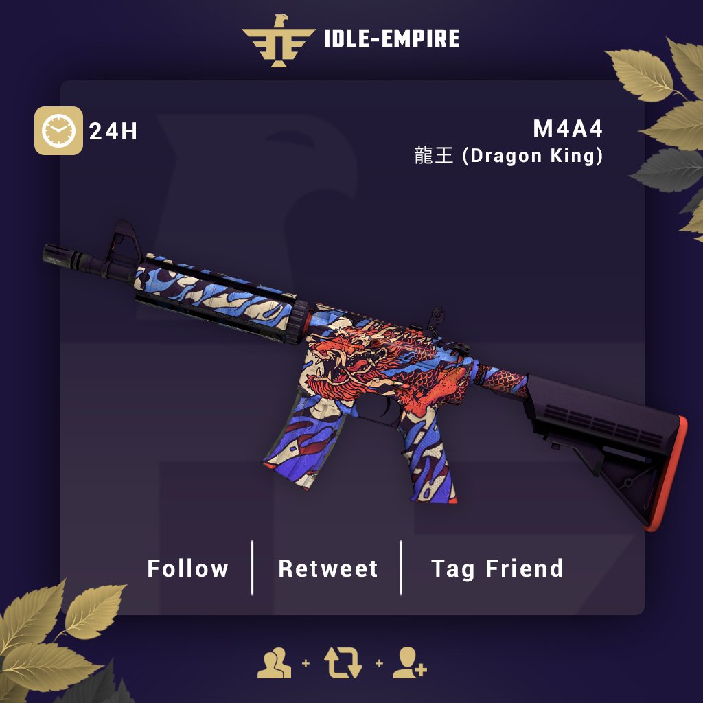 CSGOIdleEmpire's tweet photo. M4A4 | 龍王 (Dragon King) -  Giveaway!  🎁

Enter now:

✔️  Visit https://t.co/sH321LV0Rw                                                           
➡ Retweet this Tweet &amp; Follow us
➡ Tag a friend

Winner will be announced in 24 hours! https://t.co/gj9Mh0zKsF