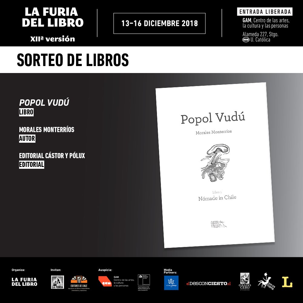 ¡Llévate a tu casa 𝙋𝙊𝙋𝙊𝙇 𝙑𝙐𝘿𝙐 de la Editorial <a href="/castorpoluxedit/">Cástor y Pólux</a>! Para participar sólo debes dar RT a esta imagen. El libro estará disponible para retirar en el stand de la editorial. El Sorteo se viene el 12 de Diciembre.