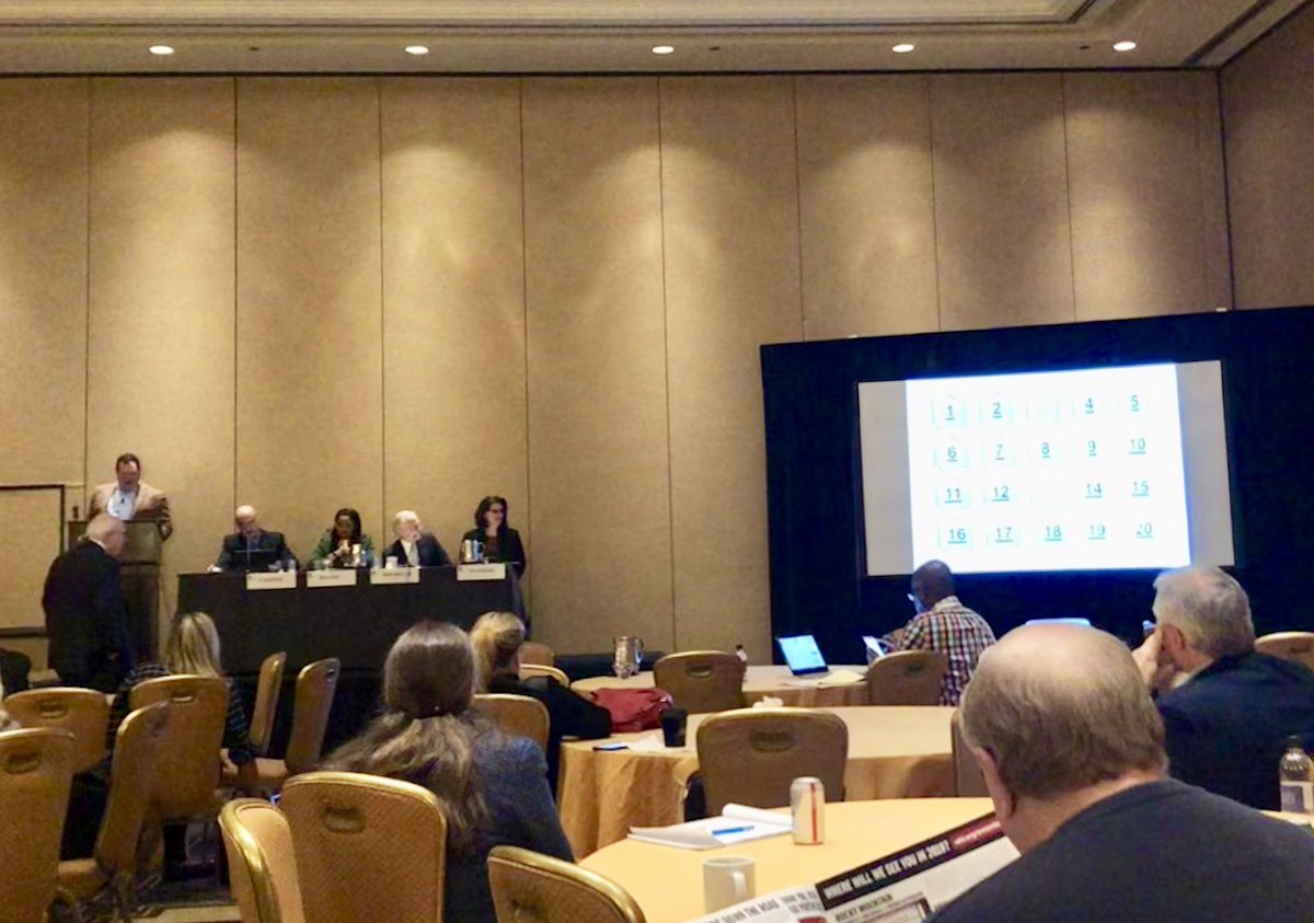 AndreaWimmerEsq's tweet photo. #dealornodeal style presentation on how to get paid ethically with Hon. Madeleine Wanslee, Hon. Michael Fagone, @BillRochelle and Monique Hayes to close out a fantastic #ABIWLC - moderated by @tedgavin #bknerd #ethics https://t.co/BnbObpBVaq