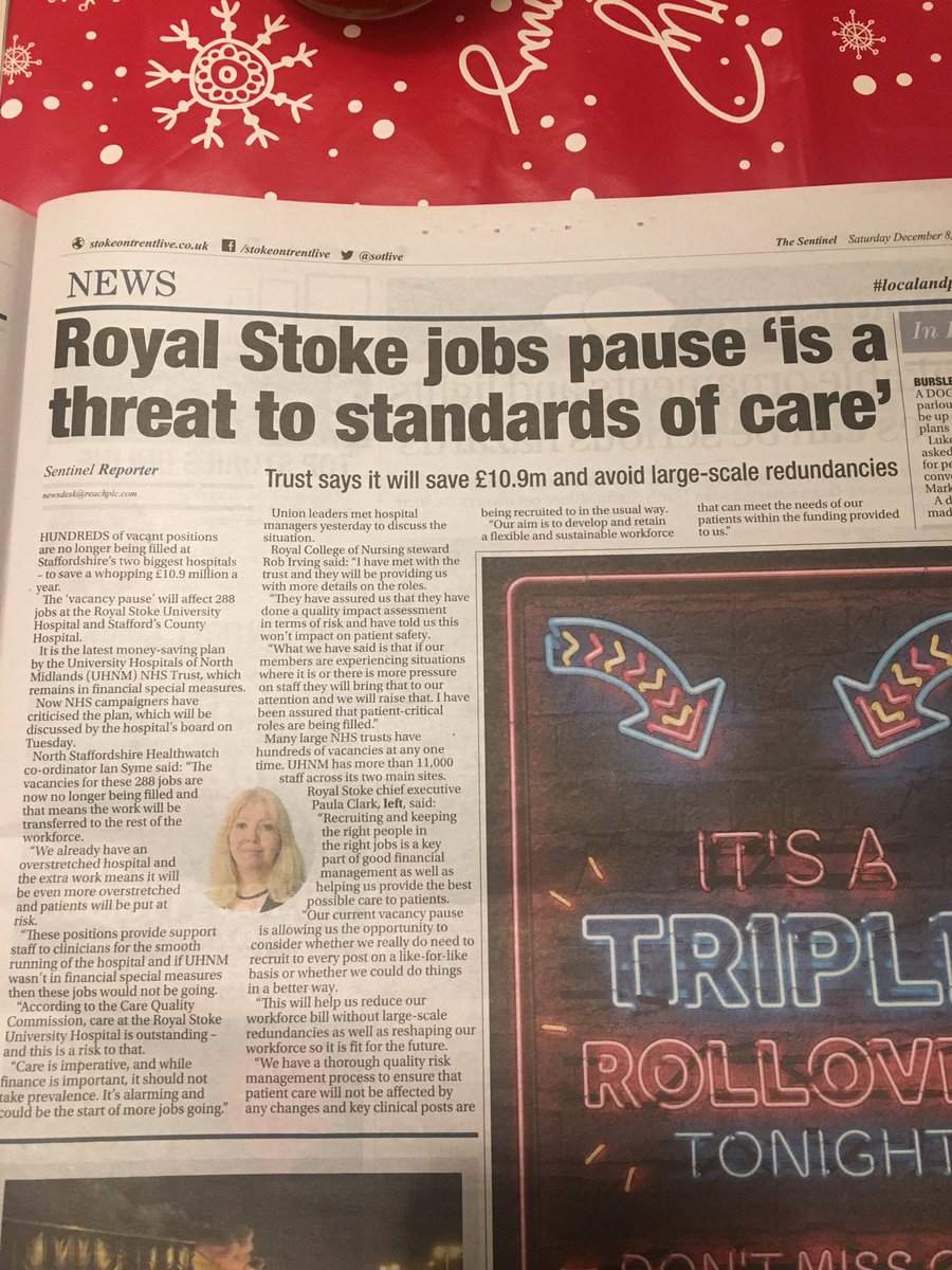 Shaun_LDNurse's tweet photo. So it’s called a ‘vacancy pause’ [not hiring new staff in areas needed] and what when that becomes unsustainable [and more money is needed to saved from labour costs]?.. Redundancies? Some honest conversations need to be had. #NHS #Nursing #PoliticalNurses #nurseactivist #Stoke https://t.co/ITrLRu24t3