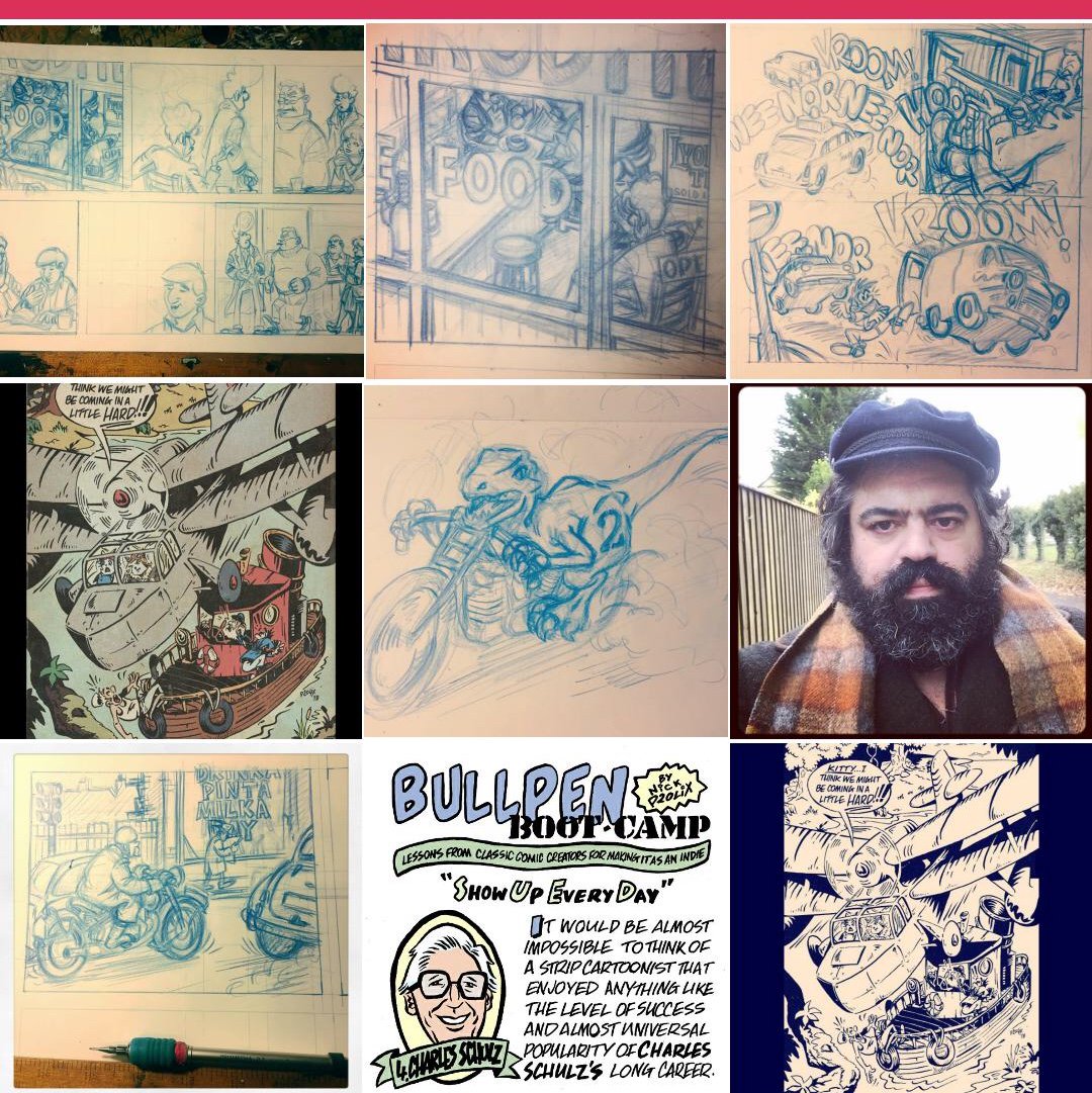 nickprolix's tweet photo. No real surprises here, Slang Pictorial and Cockney Kung Fu #comicart, a #BullpenBootcamp plus that one selfie where I look like Topol. 2018 in a nutshell #comics #bestnine2018 #bestnine #topnine2018 #topnine https://t.co/YAuizchHbM