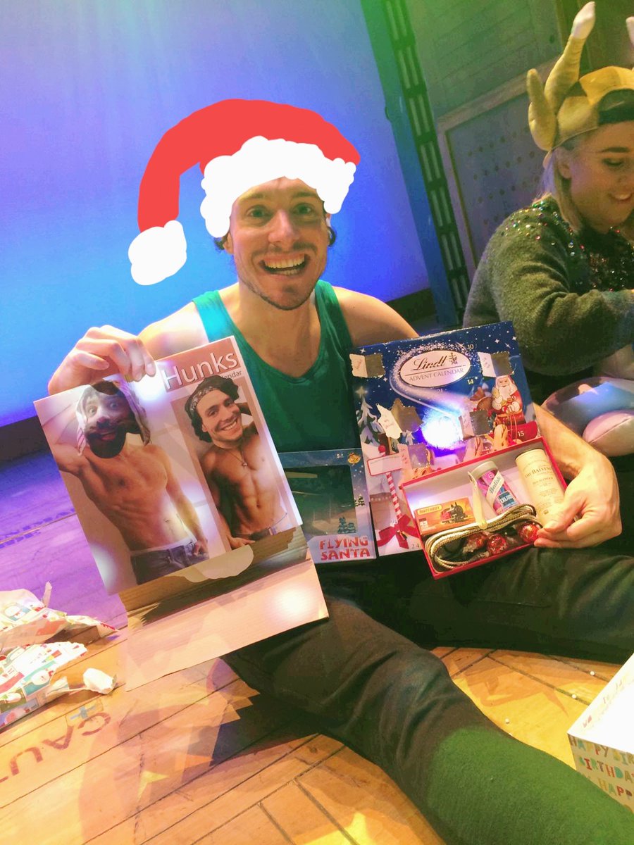 Jazzevansactor's tweet photo. The best secret santa presents EVER! Train, whiskey, advent calendar (with dates already passed eaten for my convenience) my fav is the hunk calender with all the faces replaced with my old profile pics haha. I have a idea who it may have been 🍀thank you, shan... errr santa! https://t.co/z0w97KUrBE