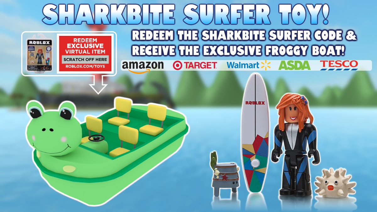 Opplo On Twitter Do You Have The New Sharkbite Roblox Toys Use The Code On The Box To Get A New Boat Redeem From The Sharkbite Surfer Toy To Earn The New - roblox id number for the box