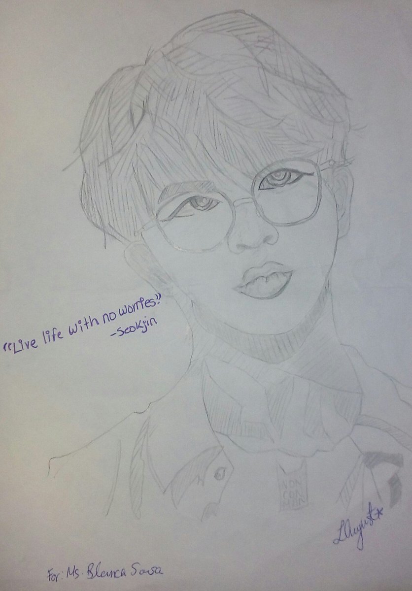 BIS_1092's tweet photo. I am very open with my students about my appreciation of @BTS_twt and my bias #Jin so one of my students, who is also an ARMY, did this for me as a goodbye gift. I am crying. I say she did a very good job! @bts_bighit https://t.co/wfI1CRCcwR