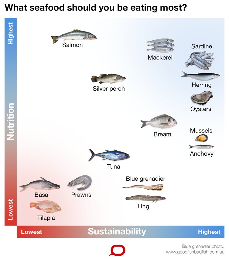 Fish Matrix Chart Seafood sustainability and nutrition matrix chart. Salmon and Tuna don ...
