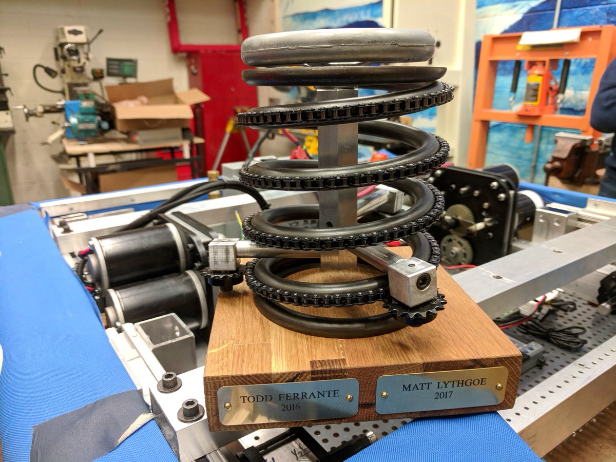TripleHelix2363's tweet photo. On this day last season: we finished building a dedicated programming robot, and we attached the first two plaques to our Matt Wilbur Award, which celebrates adult team members who advance our team's mission by leading, inspiring, and empowering others. https://t.co/ufAsdCZ2QL