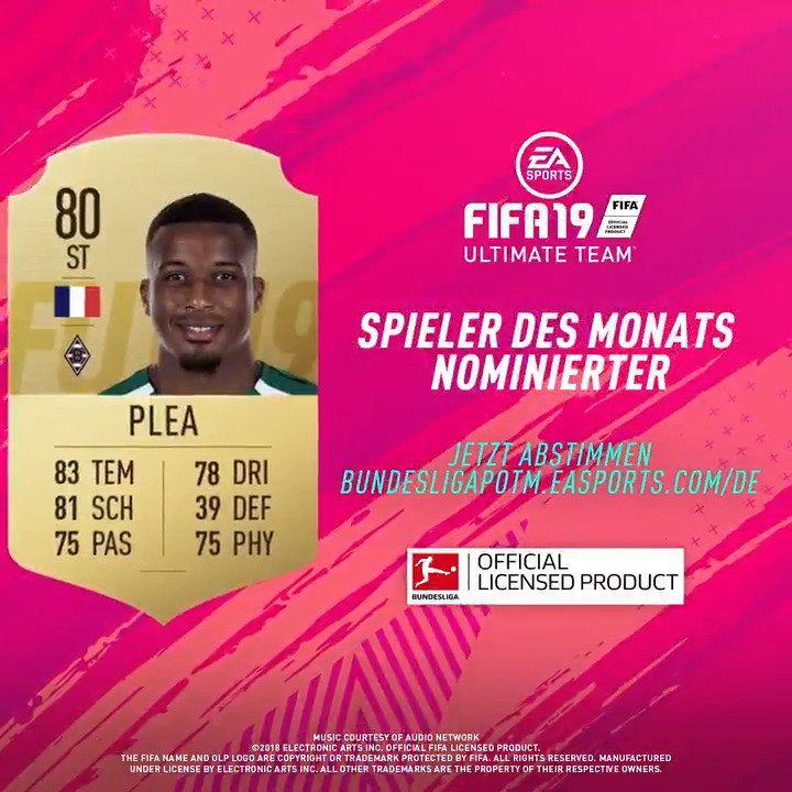 6⃣ Nominierte - nur 1⃣ kann gewinnen 🗳️ #POTM #FUT #FIFA19 @borussia
Stimme ab für @alassane_plea und mache ihn zum #BundesligaPOTM 👉 http://bundesligapotm.easports.com/de