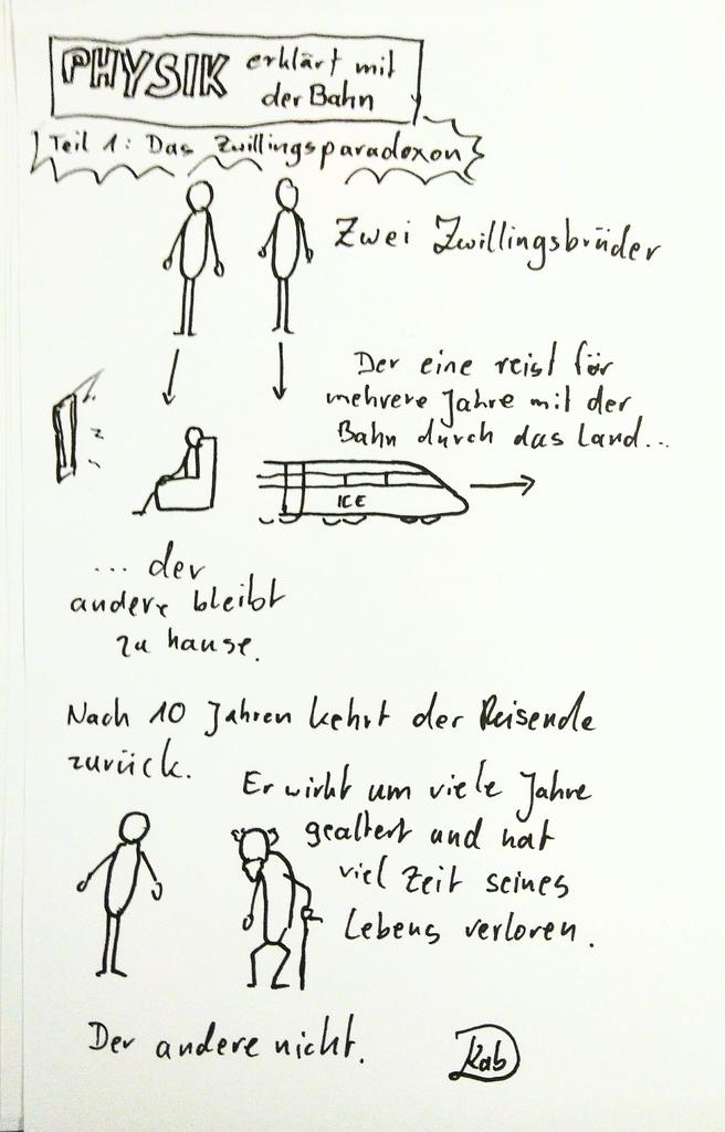 ConstAmusement's tweet photo. Meine neue Serie: Physik erklärt mit der Bahn. Teil 1: Das Zwillingsparadoxon. Weitere folgen. https://t.co/8KthePnbmR