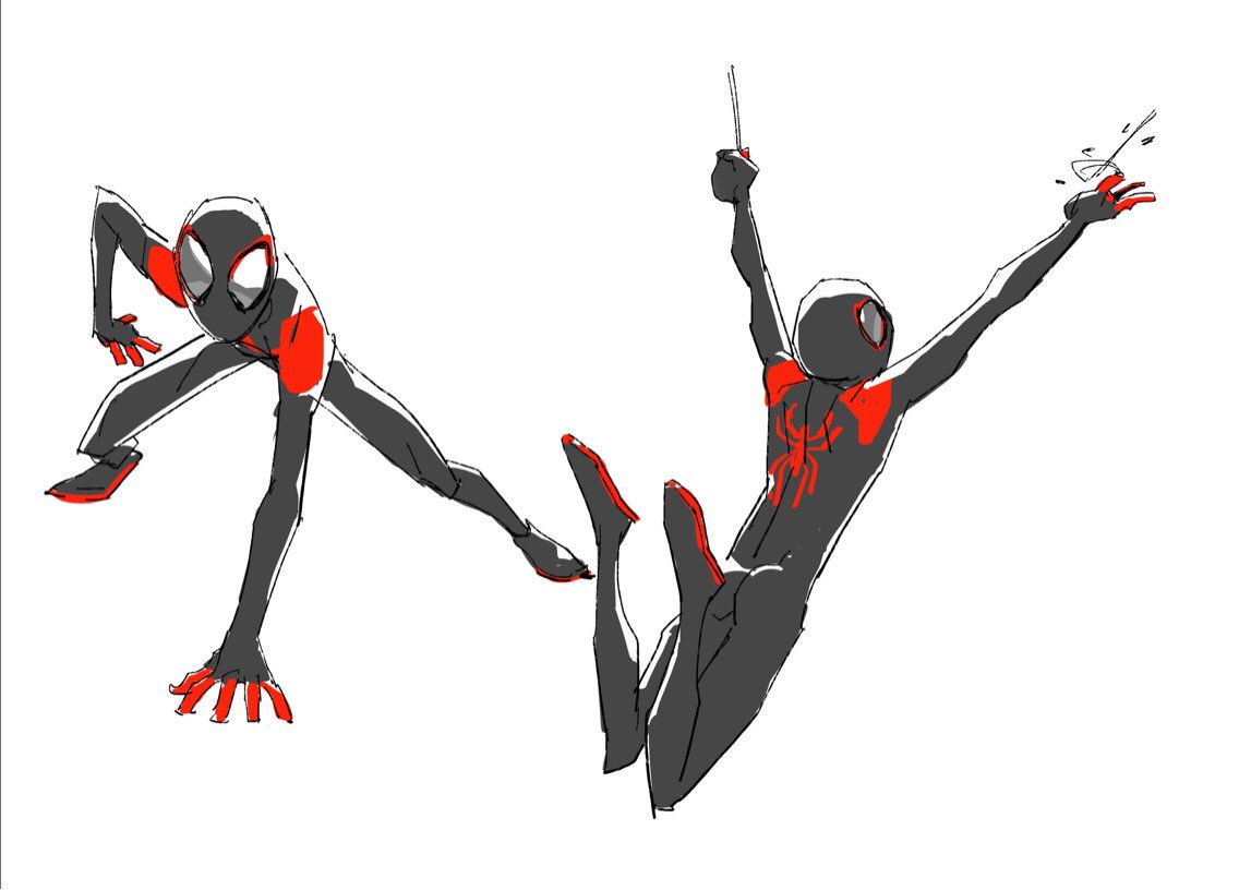 Miles Morales concept sketches for Spider-Man Into the Spider-Verse. 