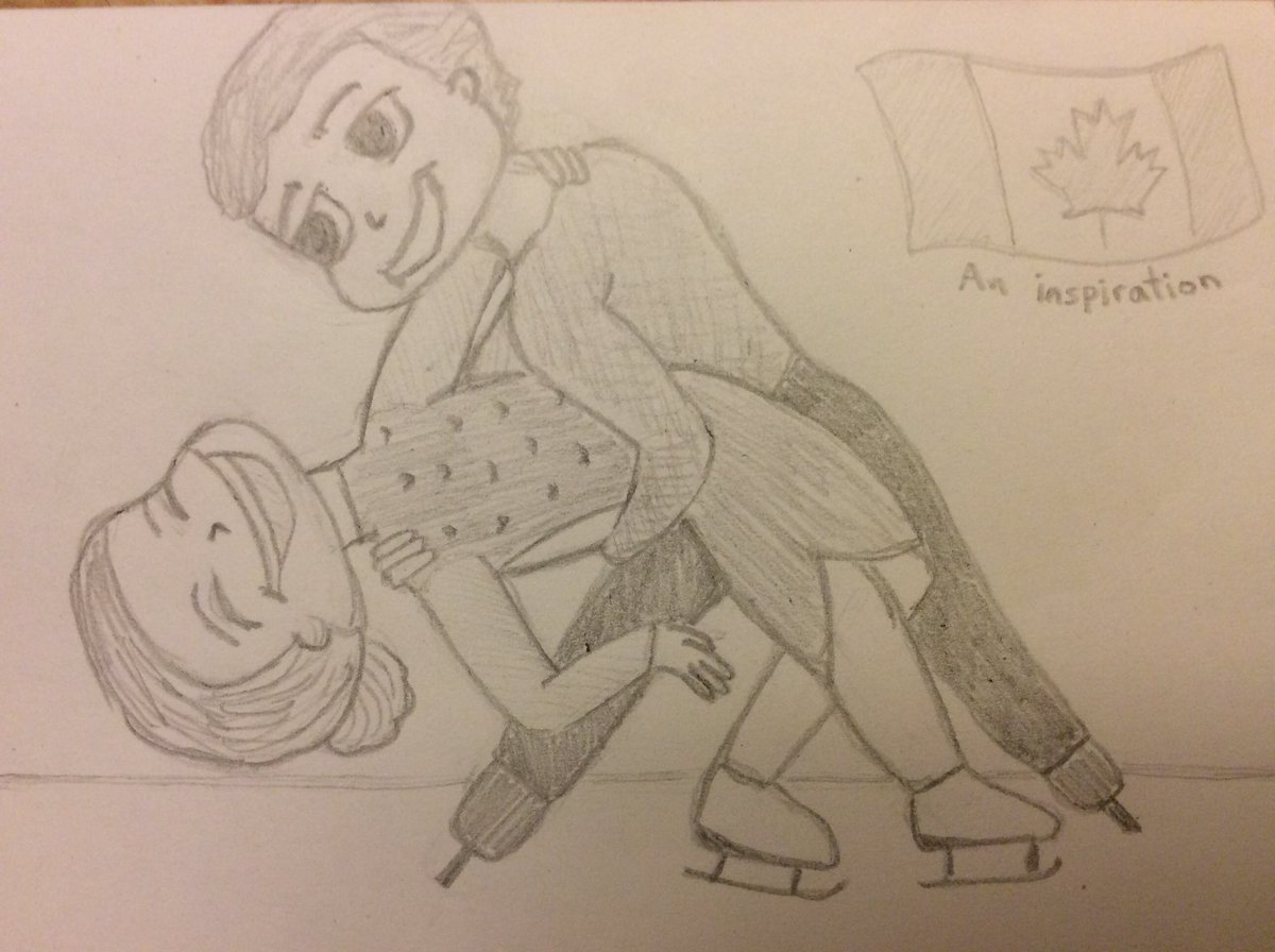 CdnSmilingOne's tweet photo. My hubby drew my 🎂 card with @tessavirtue and @ScottMoir on the front, in his version of the drawing style of @vmdrawings . The three of you have been my inspirations this year. #VirtueMoir #inspiration https://t.co/cOZd9vYTYJ