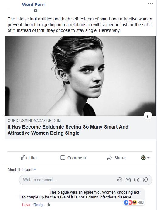 SunnyMarks's tweet image. Why Are we even making article like this? There are much more important things to worry about that whether or not a human wants to be single, regardless of gender. Why are we not talking about #climatechange #medicaladvancements #solutiontechnology? Give me knowledge, not garbage