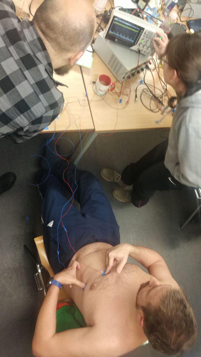 MaxClerkwell's tweet photo. Yeah! Just build our first functional #ECG at the @Cross4Health #hackathon in @bochum_de
Great job form my team! @MarieO_Unicorn @tabeatheunicorn @Sickeroni @drvannacut and @odinthenerd
be prepared for #heartbean https://t.co/Q9gtIlUzRA