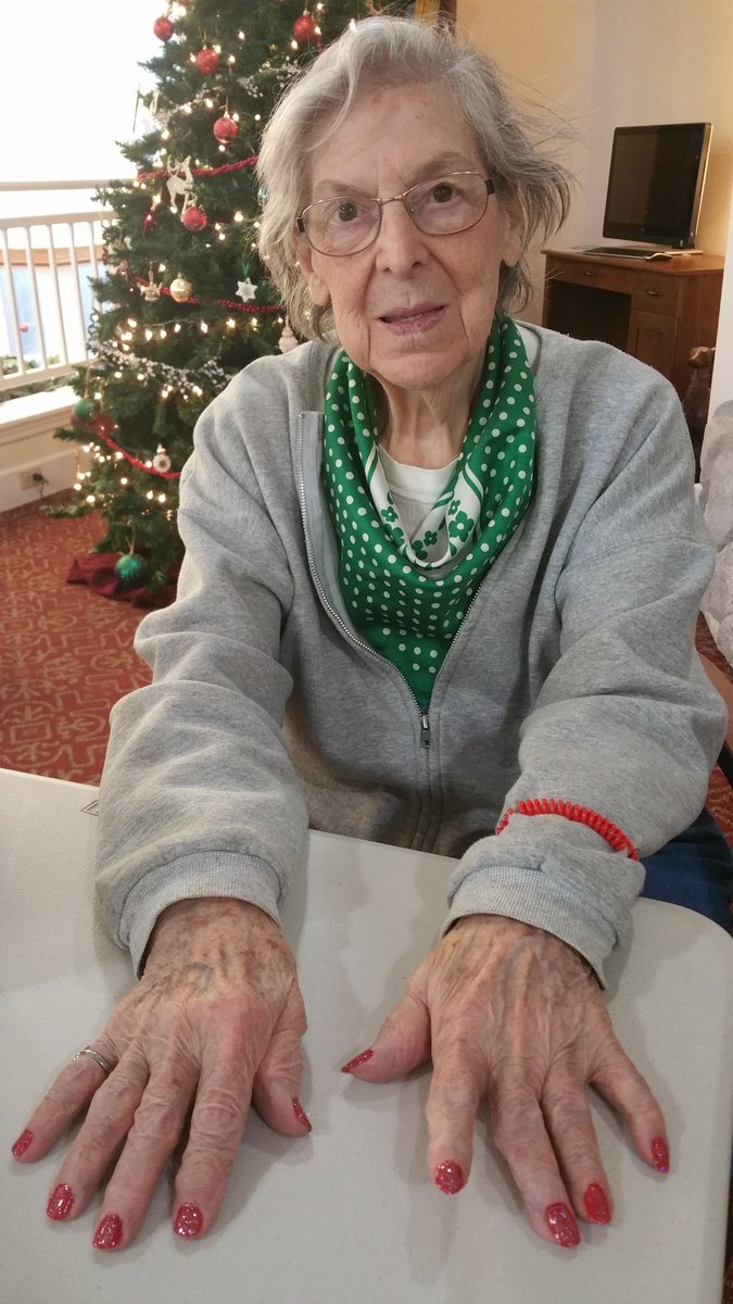 CallahanVillAD's tweet photo. Virginia, Pat, Thelma, &amp; Geneva are all ready for Christmas @Callahanvillage with their Christmas nails! #SeniorLiving #SpaDay https://t.co/DQSEajbC6e