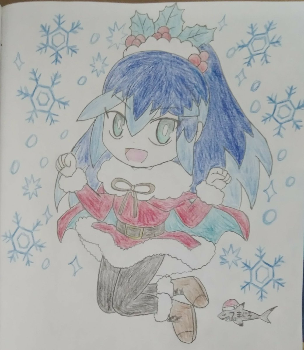 カロスチャンピオンつまぐろ クリスマスウォッチ ふぶき姫 ふぶき姫サンタ スカートを思いっ切りフワッとさせてみました 背景の雪の華が写りにくくて濃くしました