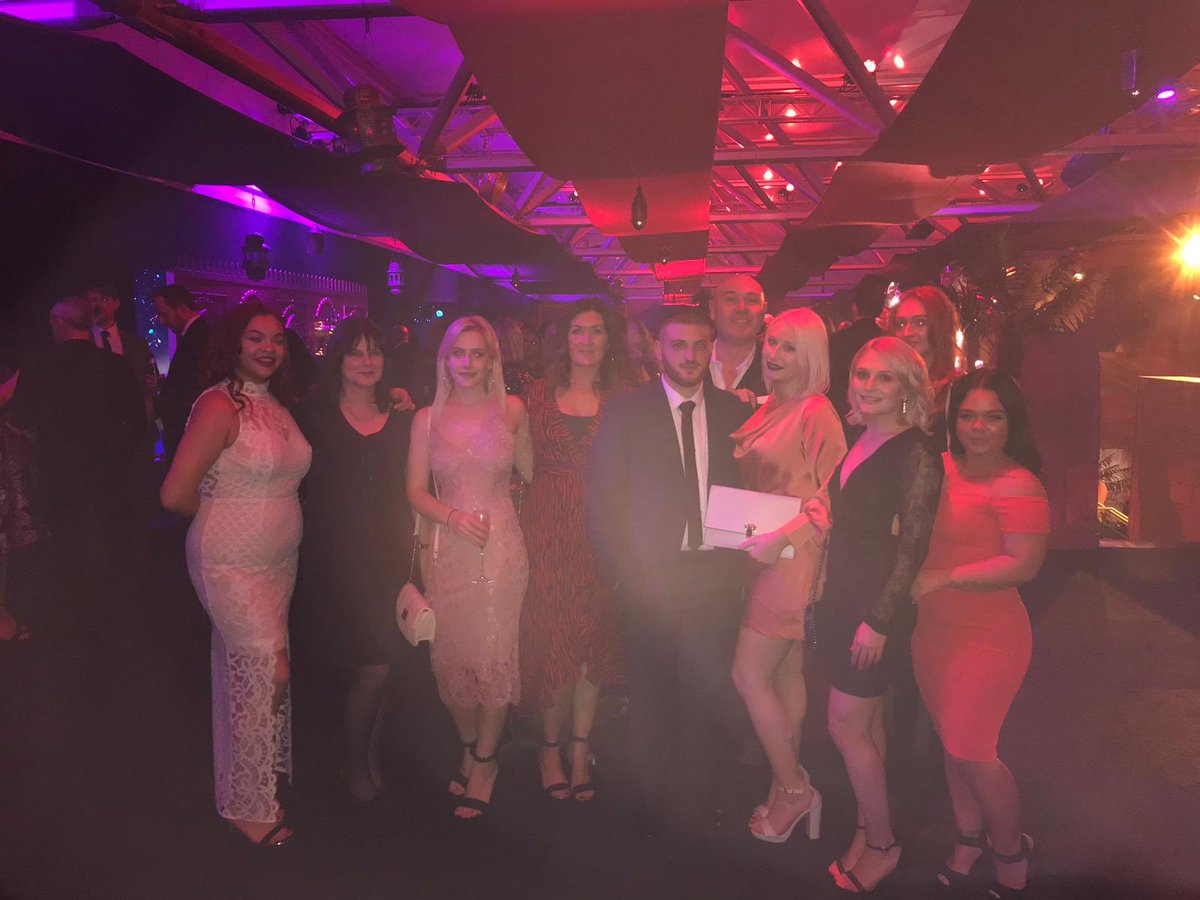 LabanHome's tweet photo. @BatterseaEvo having a great time! Letting their hair down (minus Tony haha) @LabanHome @minthairlondon @labanbarbers  many thanks to Richard Beggs for the champs! Going down a treat #smarterchristmas @smarterchristmas https://t.co/kgNNW0DFYG