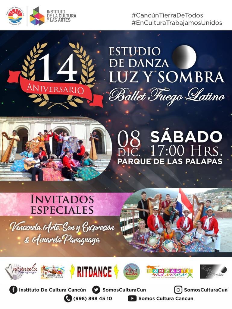 SomosCulturaCun's tweet photo. Ven a disfrutar de un intercambio cultural de danza y Folklor de Paraguay! #Gratuito #Familiar #ParqueDeLasPalapas 5PM #EnCulturaTrabajamosUnidos #CancúnTierraDeTodos https://t.co/L47Xg2iIKJ