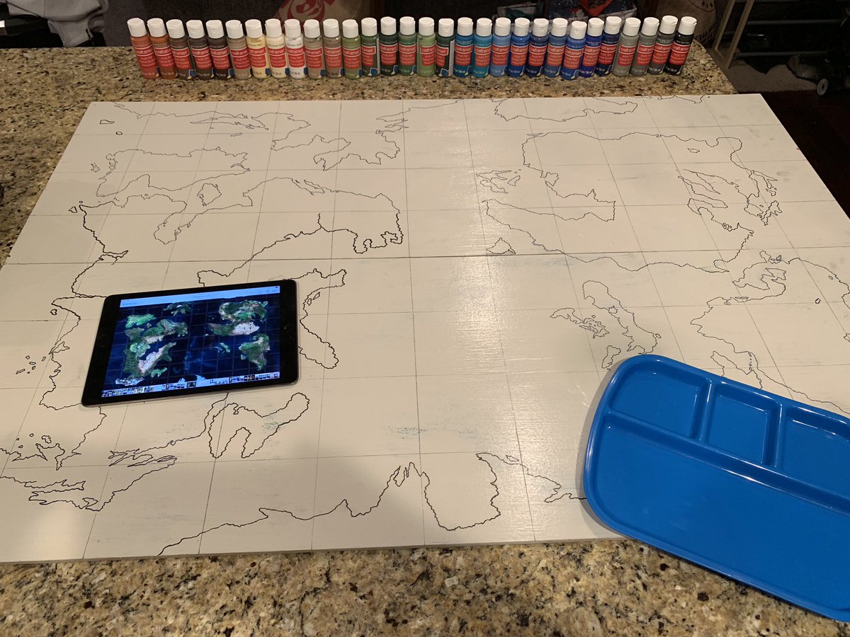 covakiernt's tweet photo. Time to get painting. #gameart #acrylic #painting #cartography #Edonia @OfVarus https://t.co/vW2SJQgVUm