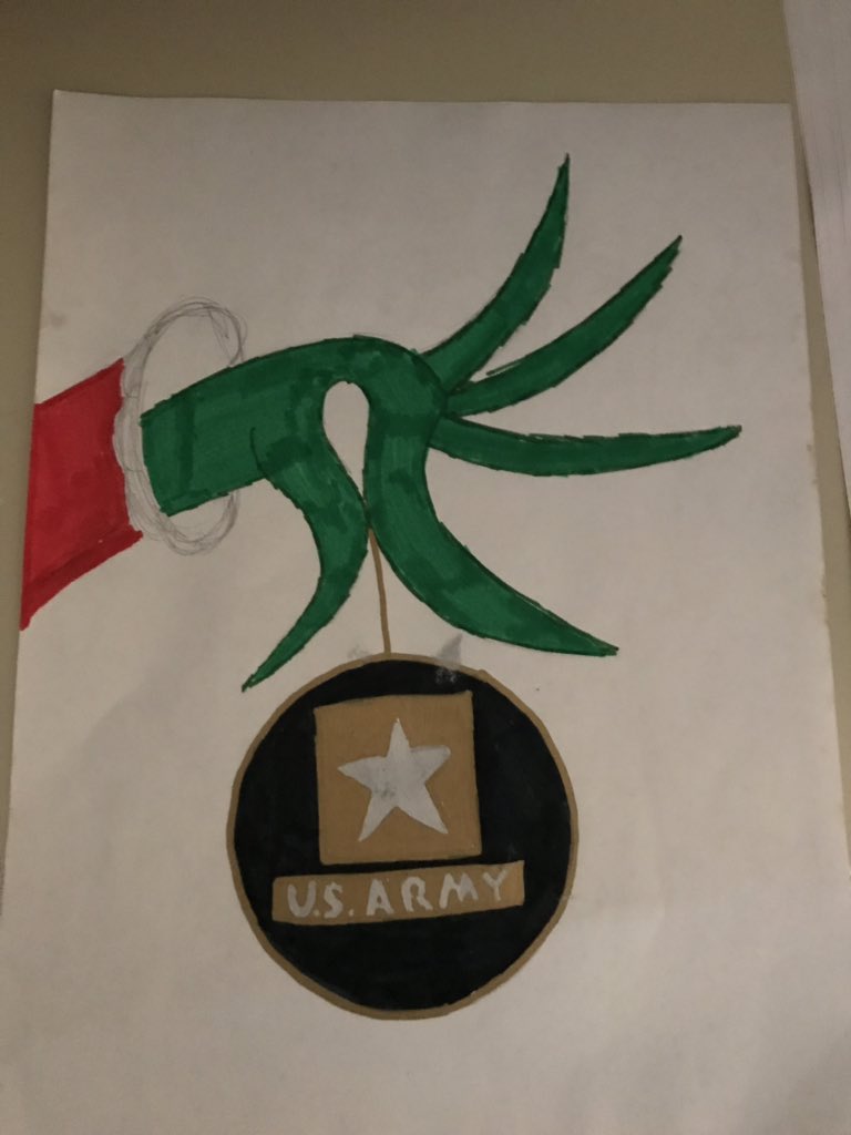 CLWGreene15's tweet photo. When a student that is hard to reach draws this for you. They knew the Grinch is my favorite and the Army is dear to my heart!! #JustWhatINeeded #MVVikings https://t.co/UhHXGA0NU7