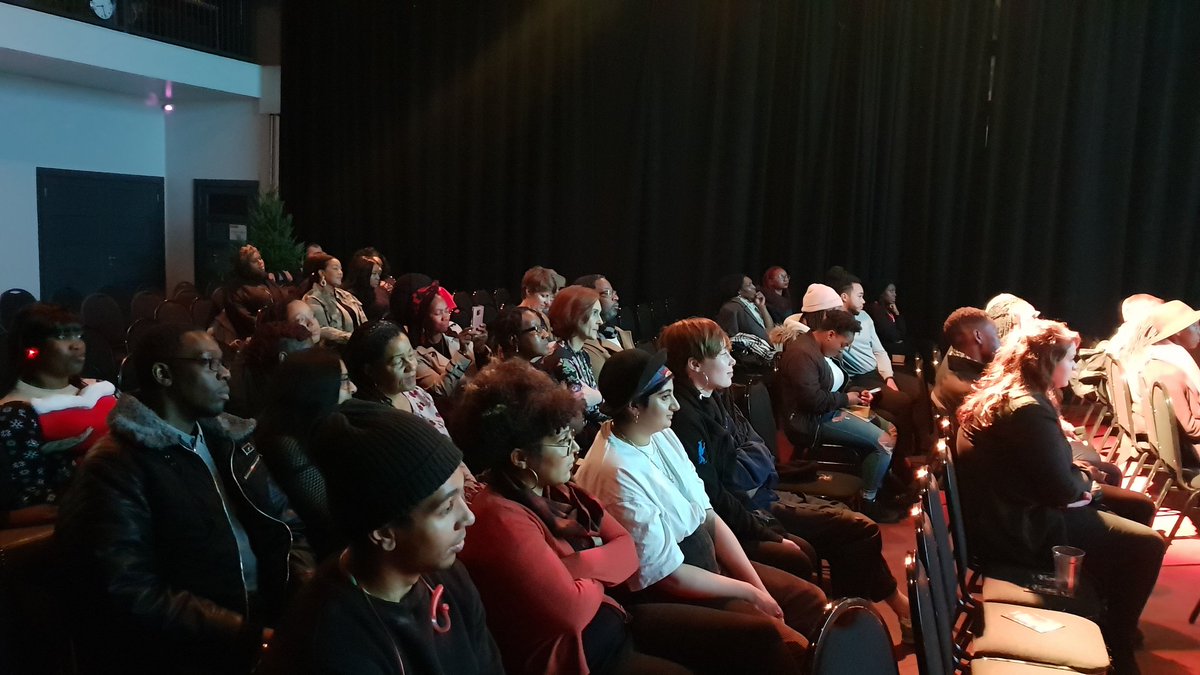 ZuukGambit's tweet photo. Audience in stitches &amp; shaking their heads in recognition &amp; sympathy @ #cometherev's #BFIComedy NO B/S celebration of Black British History. Insightful, funny &amp; sad Q&amp;A with The Real McCoy cast members-sharing their experiences &amp; reflecting on position of POC on TV - then &amp; now https://t.co/yDknIarvK9
