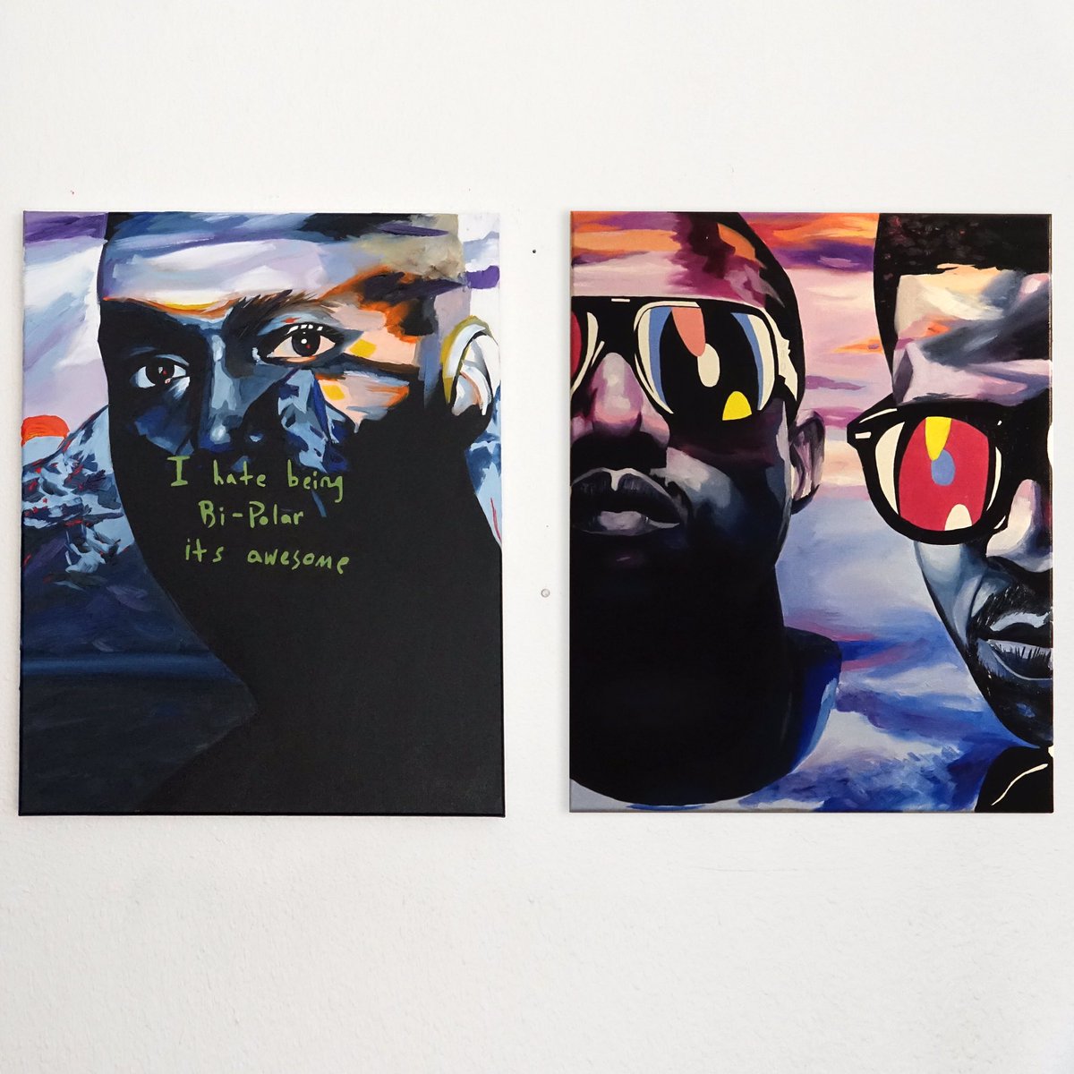 MAHA SATTVA (@Maha_Sattva) on Twitter photo 09/12/2018 00:53:30 Two of my favorite paintings from this year. @kanyewest @KidCudi Two of my favorite paintings from this year. @kanyewest @KidCudi