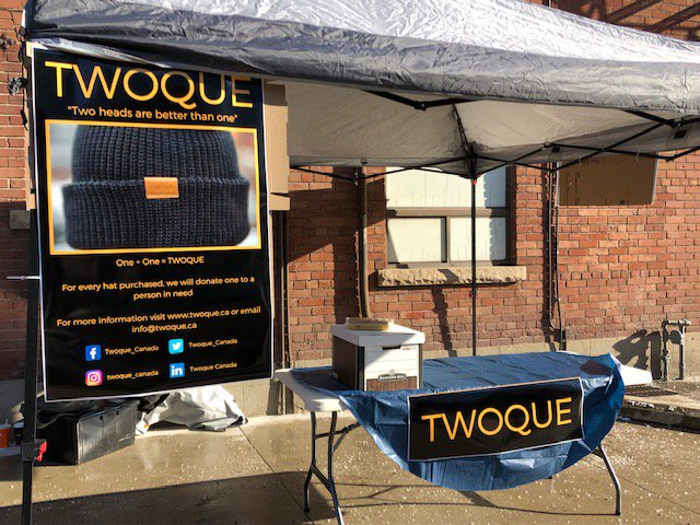 Twoque_Canada's tweet photo. HUGE thank you to everyone who came out today! We're over 200 #twoques sold in less than three weeks in business. We will continue to #spreadthelove and #spreadthewarmth all season long #Giving #Toronto #donate #socialenterprise https://t.co/JDtBAW8OOW