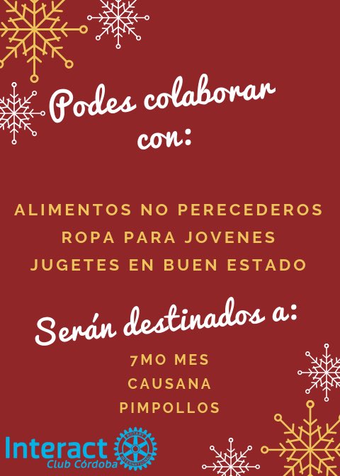 interactclubcba's tweet photo. En estas fiestas, regalá a quienes más lo necesitan. Para más información de cómo ayudar háblanos por mensaje directo.

 #navidad #fiestas #solidaridad #servicioalacomunidad https://t.co/7nUQZ98JPN