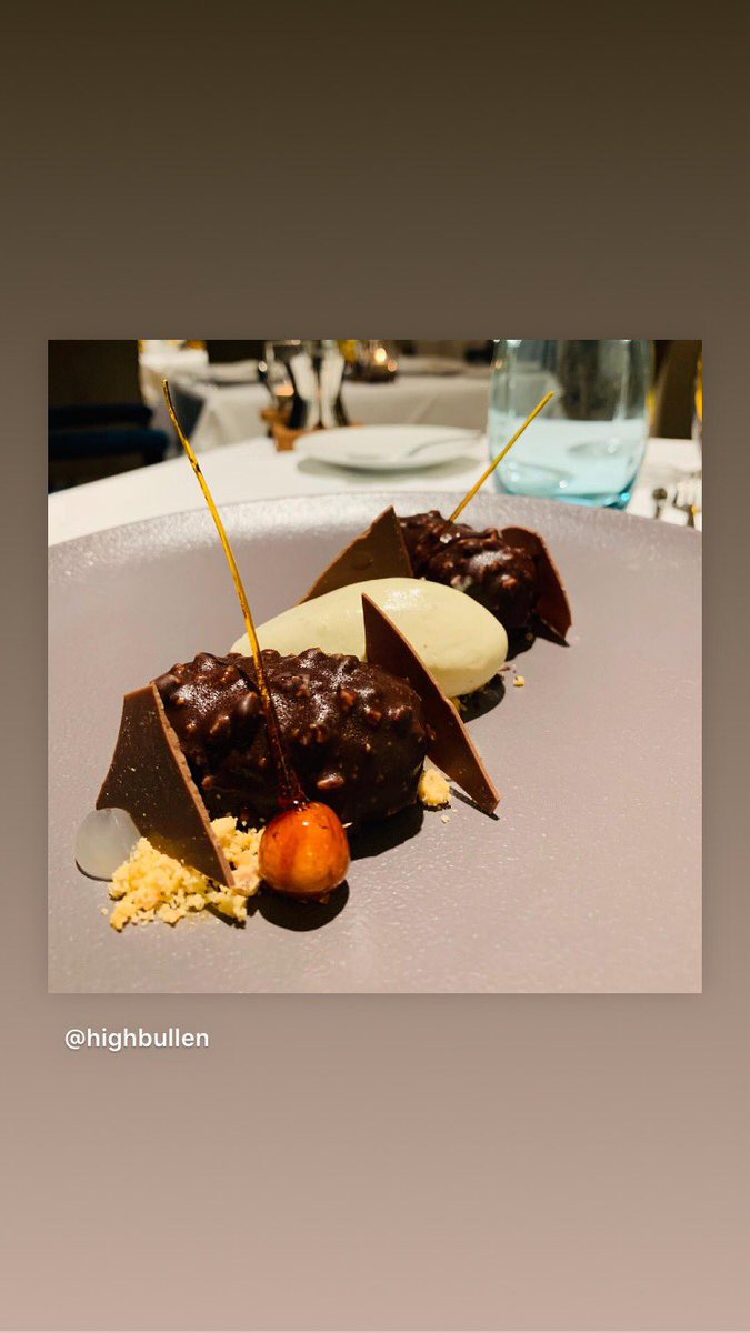 Highbullen's tweet photo. One of the delicious desserts on tonight’s menu - hazelnut mousse coated in nutty Belgian chocolate with tonka bean cream, lemon gel and caramel 😍

#aarosette #devonfinedining #devonfoodies #devonfood #tonkabean #lovechocolate https://t.co/CDbW6MTOS6