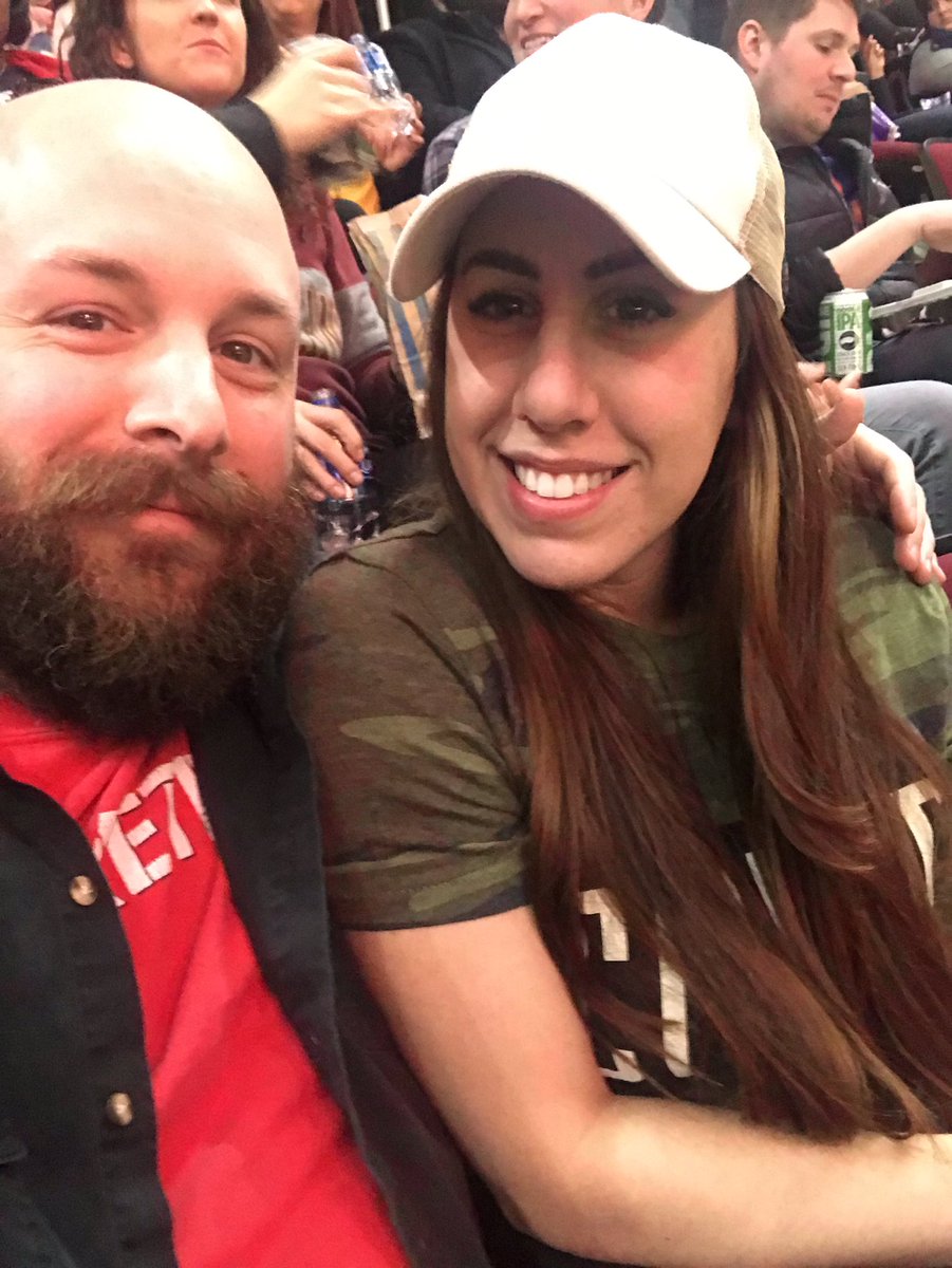 heypagek's tweet photo. @TweetQTV Our first cavs game as husband and wife! @BradleyThorla https://t.co/bAsDwQjpj8
