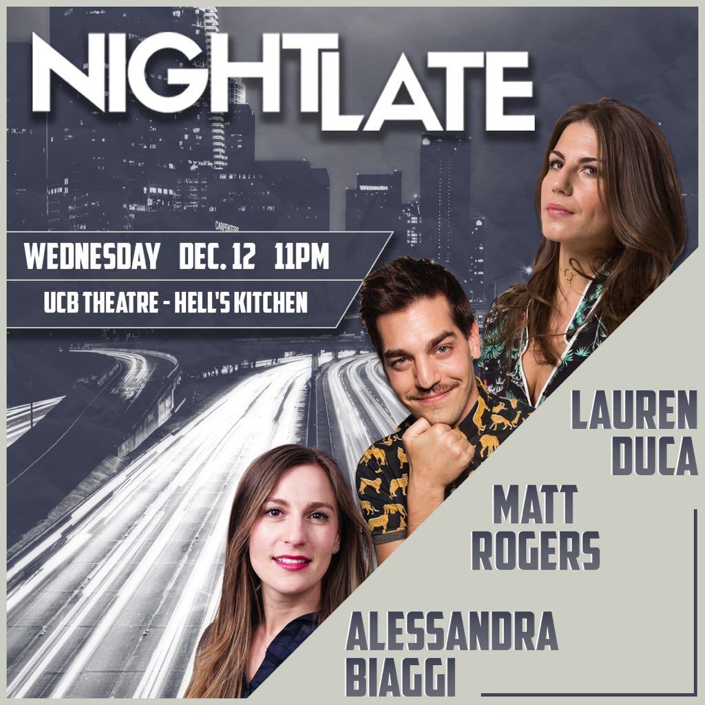 NightLateShow's tweet photo. Pst, hey, there’s a new @NightLateShow this Wednesday at @ucbtny Hell’s Kitchen. 11 pm with host @laurenduca. Tickets are only $9. What a steal. 

https://t.co/sPf28IUnv1 https://t.co/7dso3aStm7