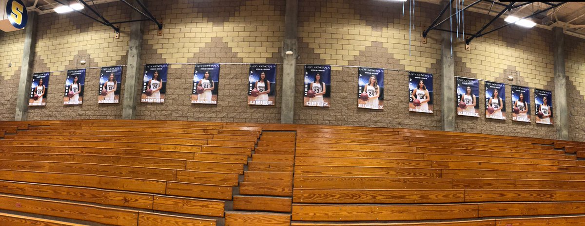LadyGeneralsBB's tweet photo. New banners are in for the 18-19 season! These are awesome! Thank you Gloria Chacon for being our photographer! #LadyGeneralsBB https://t.co/4n0XuB0lzP