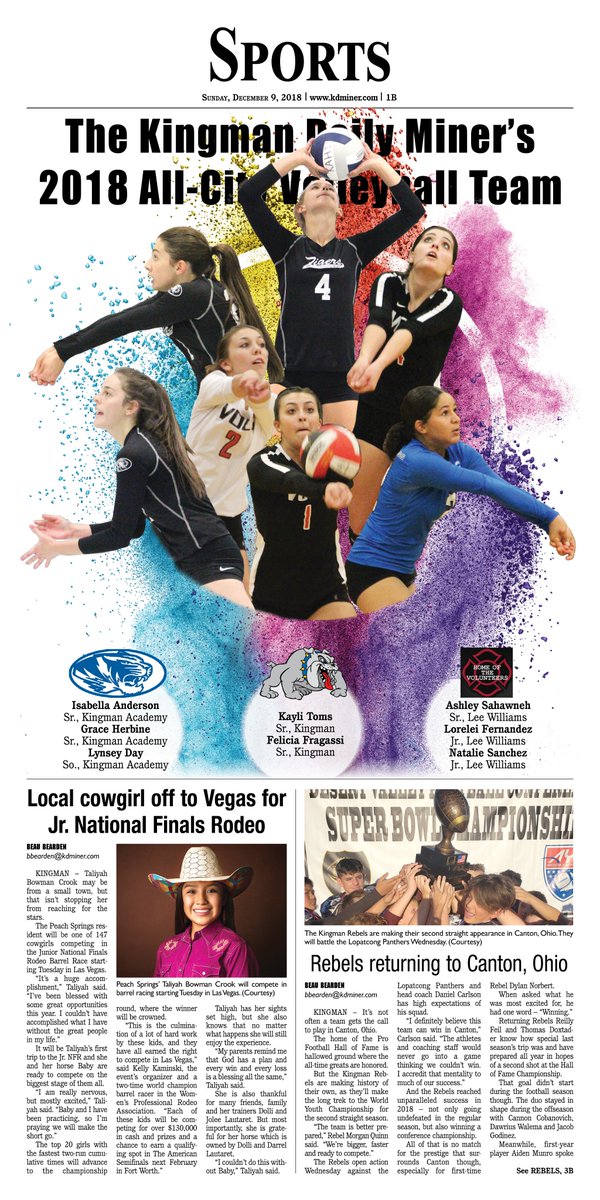 An early look at <a href="/DailyMiner/">Miner Daily</a> Sports for Sunday featuring the 2018 #AllCityVolleyballTeam. Photo illustration by <a href="/Cewhitley24/">Claire Whitley</a>.