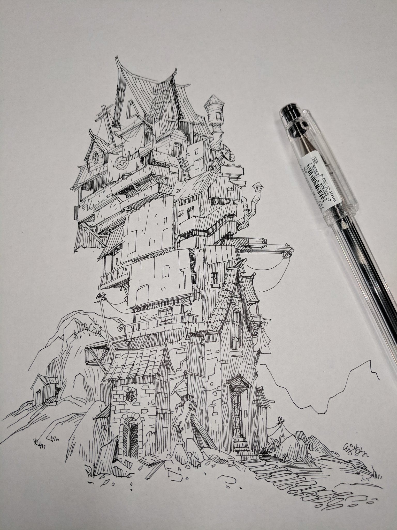 Architectural  Landscape sketching  Drawing from a reference image   Nissam Fassi Fihri  Skillshare