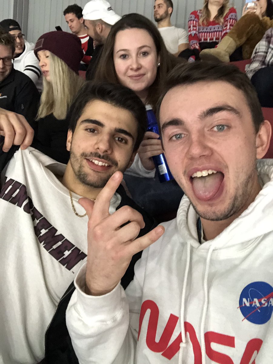 Max_Buttner's tweet photo. The boys having a time at my first umass hockey game #Newmass #Unitethemasses @UMassHockey https://t.co/72QoEUOkxB