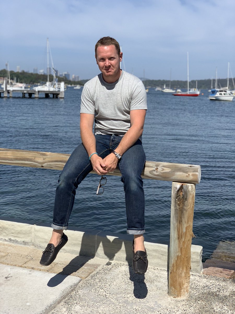 TimelessMan's tweet image. Sunday morning at Watson’s Bay in a rare (soon to be undone) moment of triumph, wearing a t-shirt which doesn’t have one of our babies throw-up on it. #littlewins