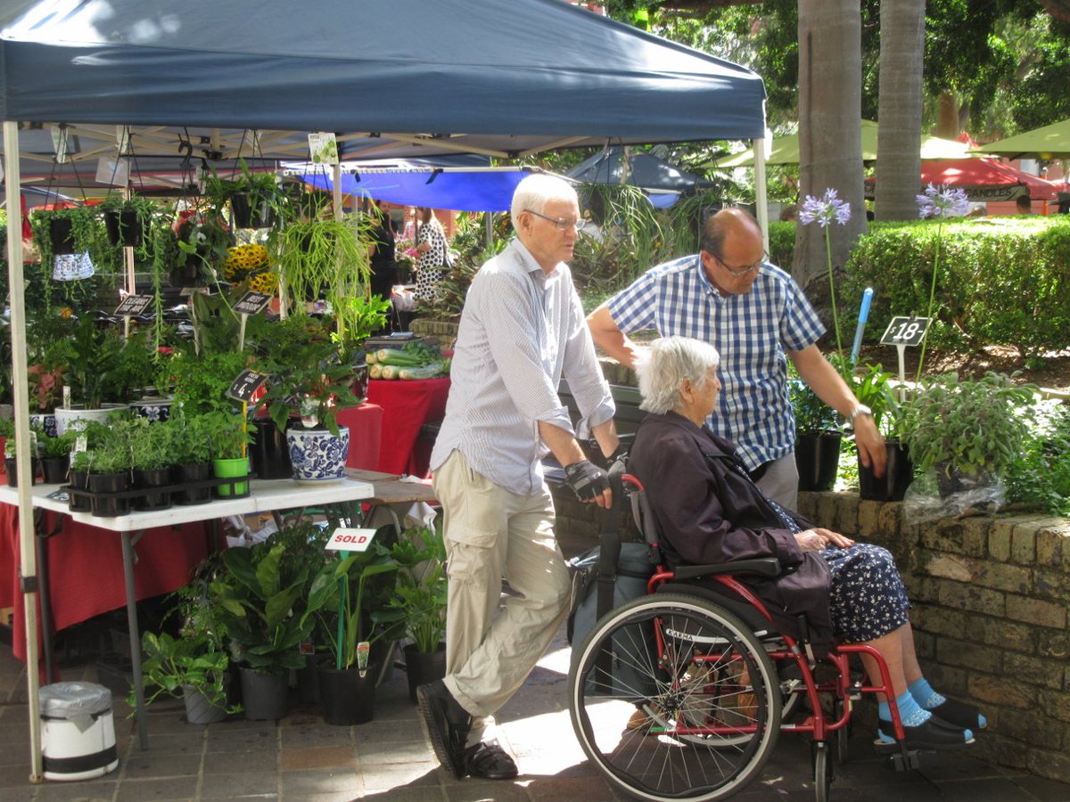 peter124u's tweet photo. #KingsCross

Potts Point has a diverse population 7.9% of the population are 65 years or over. Australia wide 15.8% are 65 or over [ABS Census 2016]

Here 2 retirees, one in a wheelchair, get advice from Ronnie the plant man at KX Sunday Markets https://t.co/nNrOzT6imK