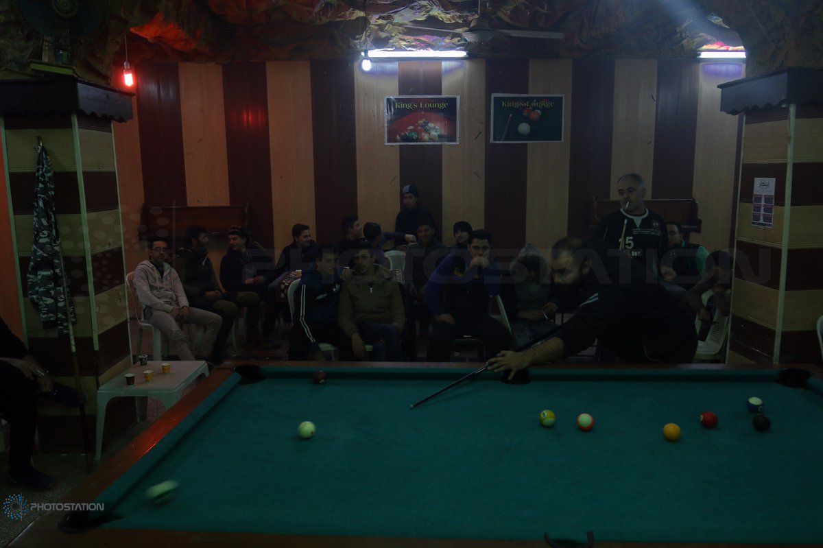 PStationAgency's tweet photo. Billiards players in the professional championship in city of ariha. Idlib countryside, Syria , December 7 , 2018 #PhotoStation /Abdalrahman Ismail https://t.co/eY6WHSlWFD