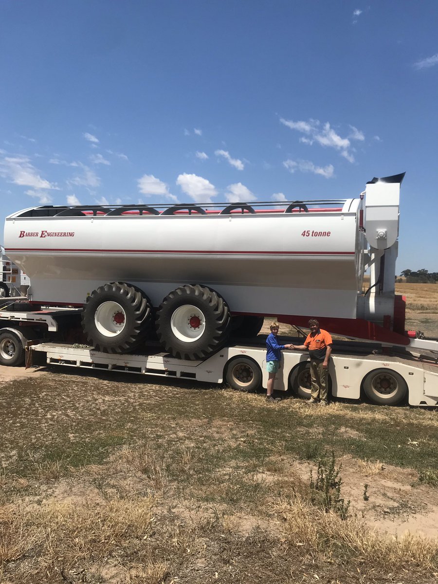 Delivering their 2nd  Barber Engineering Chaserbin to this young farmer (and his Dad) ready to start harvesting next week. <a href="/BarberBins1995/">Barber Engineering</a> #chaserbin #engineering #motherbin #barberengineering