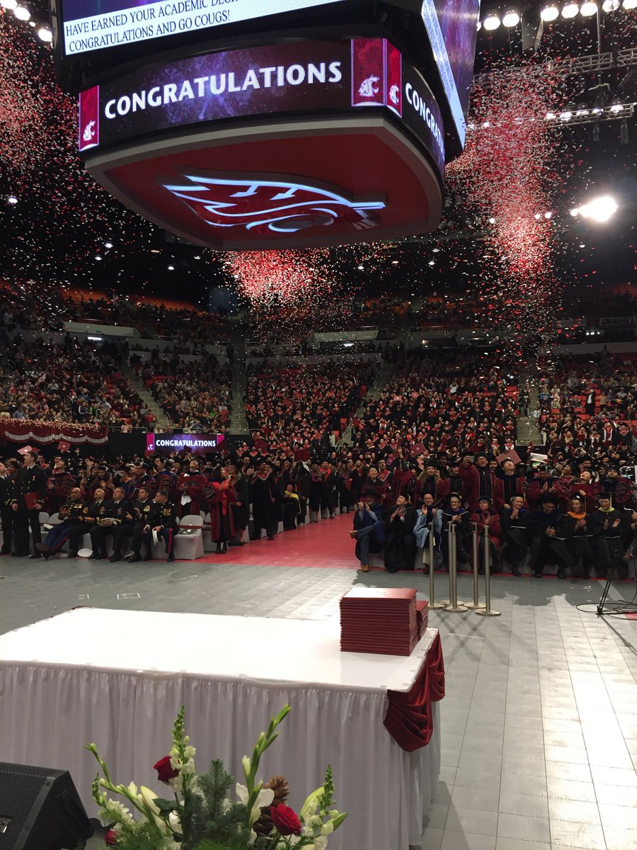 LisaMGloss's tweet photo. Neither an air-traffic-control flight delay in DC or fog-cancelled Pullman flight, not even a sleepless night in SeaTac to catch the 6:30 am Spokane flight could keep me from the joyous celebration of a Coug commencement. Congratulations, Dec 2018 graduating class!! #GoCougs https://t.co/c1G3TR0ehI
