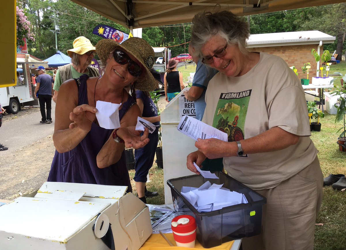 CSGFreeNR's tweet photo. Jally &amp; Amanda share the love as we count Ballots at The Channon today. 
Have you voted in the People’s Referendum on Coal &amp; Gas?
U can do it here
https://t.co/nmXsToBgep

#Time2Choose https://t.co/4PV56CnY3j