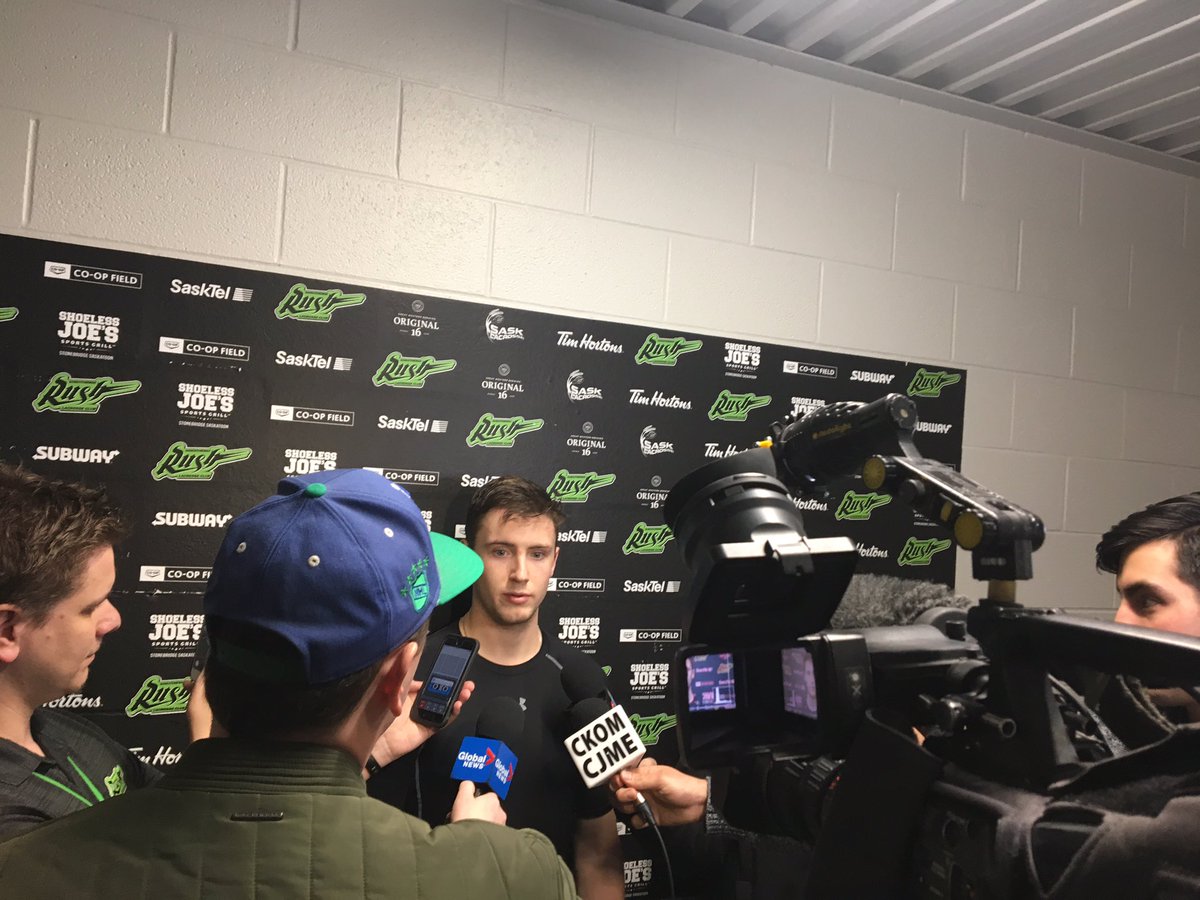 @JuniorSWATlax alumni and <a href="/SaskRushLAX/">Saskatchewan Rush</a> rookie Zach Gould with his first <a href="/NLL/">NLL</a> goal and first #NLL post game scrum!