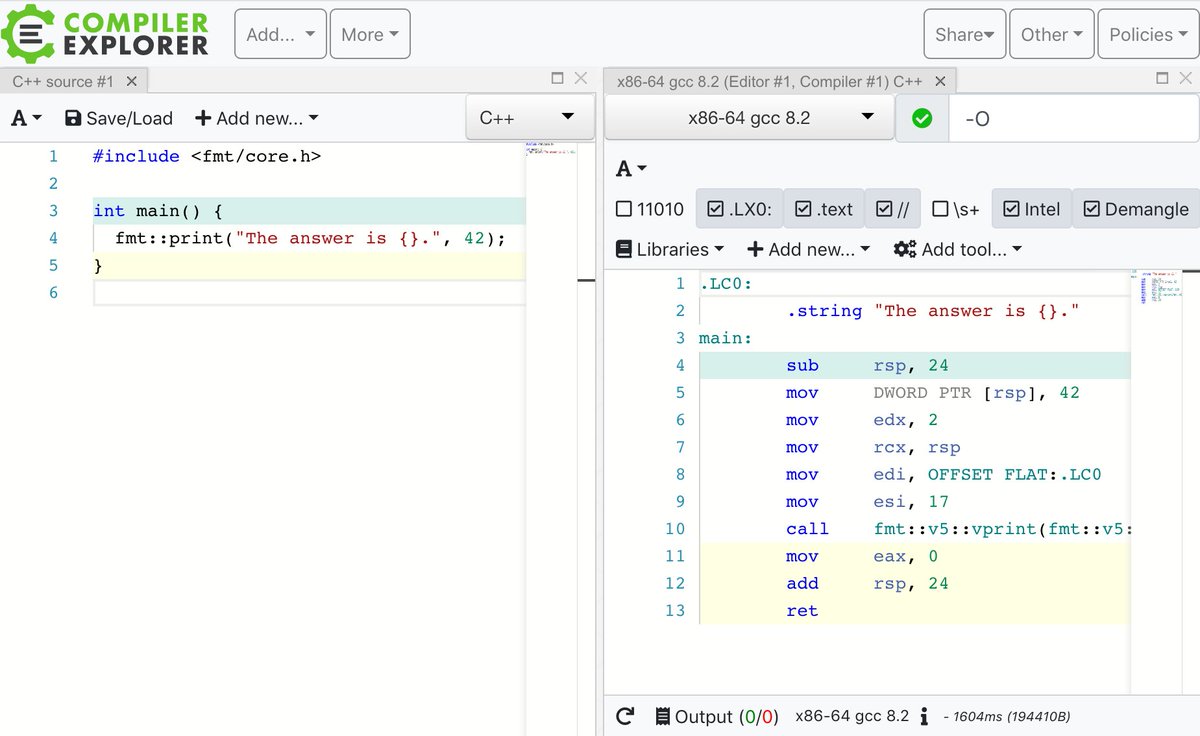 Count Zero To Get Nice Compact Assembly On Godbolt With Fmt Include Fmt Core H The Lightweight Api And Enable Optimizations At Least O1 T Co 2fdacvpjhc Cpp Fmtlib Godbolt T Co 6jo2e1j3g5