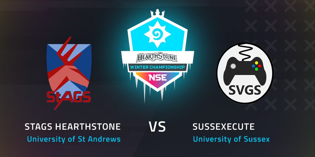 ⏰ Hearthstone NSE Winter Championship starting soon!

<a href="/StAGSesports/">St Andrews Gaming Society Esports</a> vs @UniSussexVGS 

Catch all the action brought to you by our community streamers from <a href="/FragSoc/">FragSoc</a> 

🔴[5 minutes] twitch.tv/FragSoc